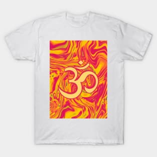 Red and Yellow Vibrant Om Hindi Graphic T-Shirt